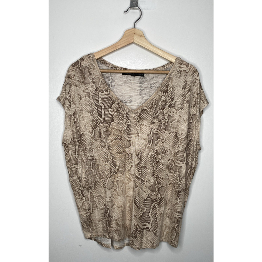 White House Black Market Reptile Print V-Neck Cap Sleeve Top Size M
